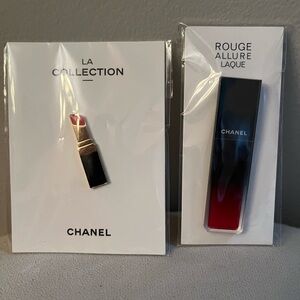 CHANEL Rouge Allure Laque Lipstick Black Red Pins Charms Scarfs Accessory